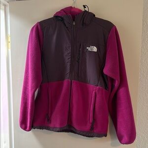 The North Face Hooded Denali Pink and Purple Fleece Jacket
